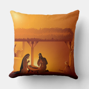 Coussin Nativité Bébé Jésus Marie Joseph Noël