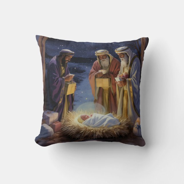 Coussin Nativité traditionnelle des trois sages (Recto)