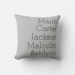 Coussin Natural Grey Cinq Enfants Noms Famille Personnalis