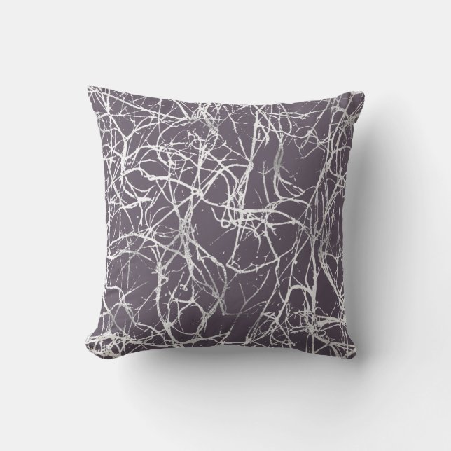 Coussin Nature Abstrait Gris pourpre Gris blanc Nerves gri (Recto)