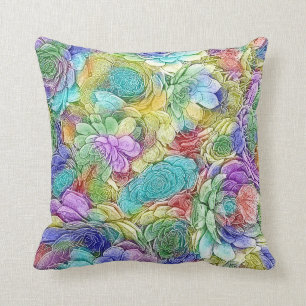 Coussin Nature colorée Plantes succulents