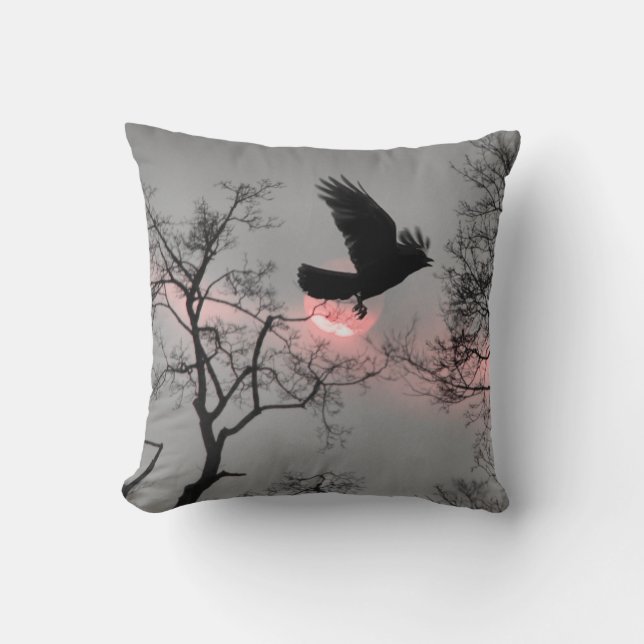 Coussin Nature et Corbeau (Recto)