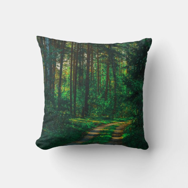 Coussin Nature Forêt Birers Route du paysage (Recto)