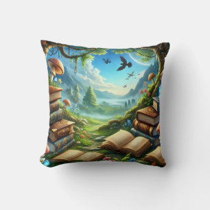 Coussin Nature magique et vieux livres Jeter l'oreiller