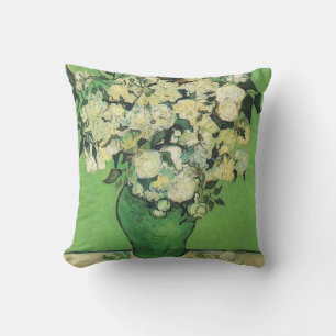 Coussin Nature morte - Roses roses dans un vase, van Gogh