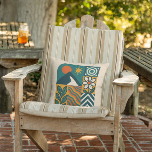 Coussin Nature rétro Art Abstrait-Moderne Géométrique Flor