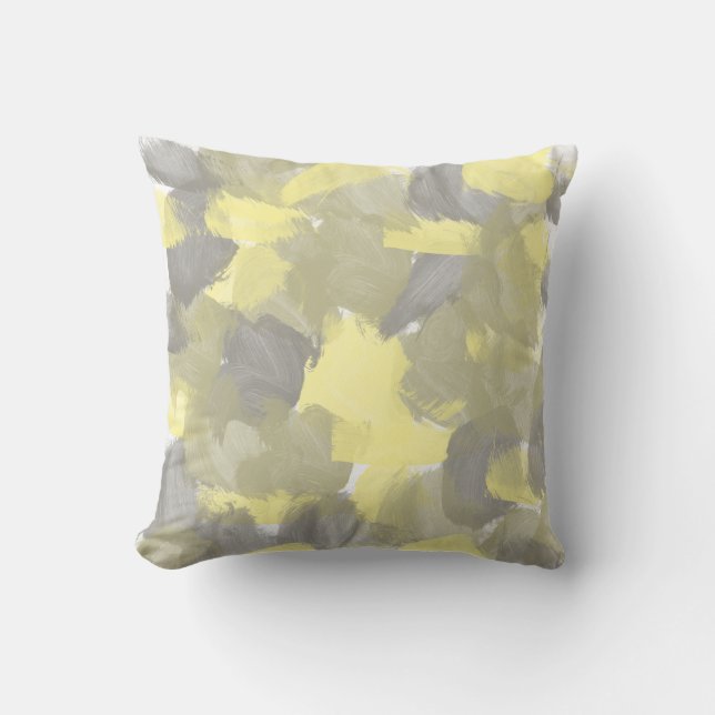 Coussin Nature Vert, Jaune, Gris Paint Strots (Recto)