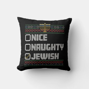 Coussin Naughty Nice juif Père Noël laide Noël Hanoukka
