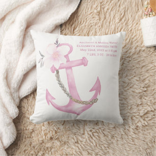 Coussin Nautical Baby Birth   Aquarelle rose