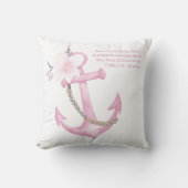 Coussin Nautical Baby Birth | Aquarelle rose (Recto)