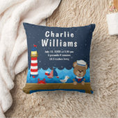 Coussin Nautical Boy Bear Statistiques de naissance de la (Couverture)