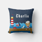 Coussin Nautical Boy Monkey Rouge et Marine (Recto)