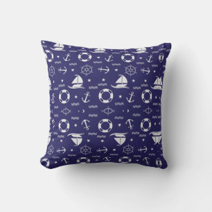 Coussin Nautical Navy Bleu Motif sans couture Arrière - pl