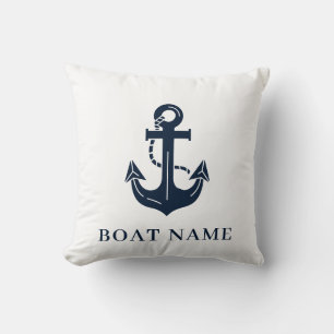 Coussin Nautical Navy Blue Custom Boat Name