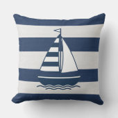 Coussin Nautical Sailboat & Stripe Navy White ID1255 (Recto)