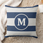 Coussin Nautical Striped Weave Monogram Navy White ID1248 (Couverture)