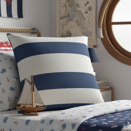 Coussin Nautical Striped Weave Navy White ID1248