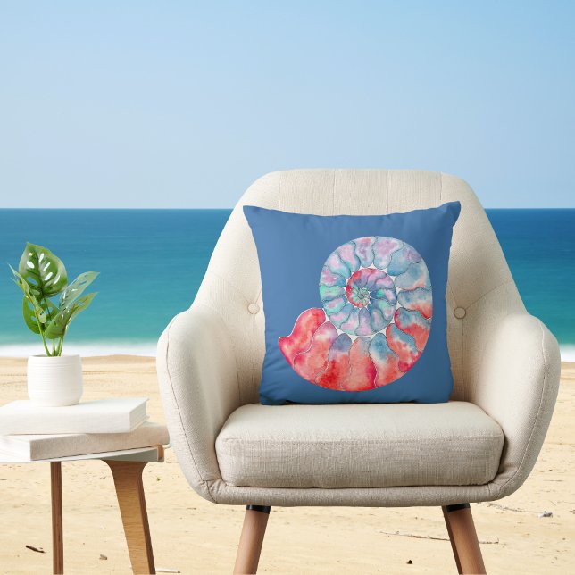 Coussin Nautilus gris bleu sur bleu (Créateur téléchargé)