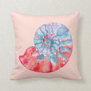Coussin Nautilus gris rouge bleu sur la pêche légère
