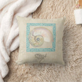 Coussin Nautilus Shell aquarelle grecque clé Damask plage (Couverture)