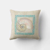 Coussin Nautilus Shell aquarelle grecque clé Damask plage (Verso)