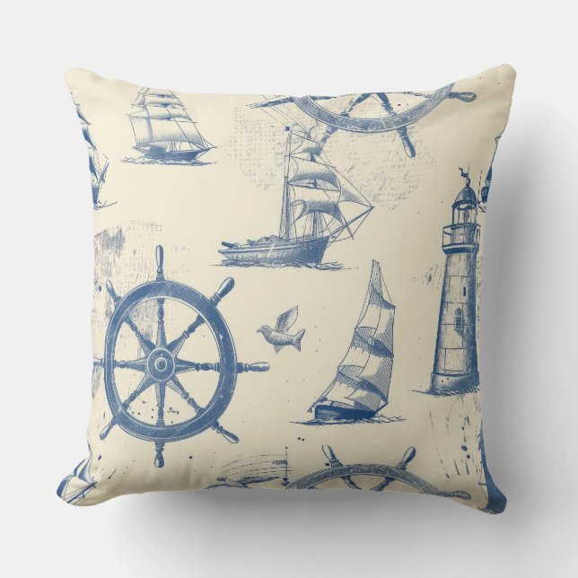 Coussin nautique avec Ancre et conception de roue  (Recto)