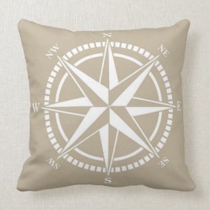 Coussin Nautique beige de rose de boussole