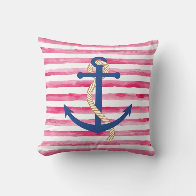 Coussin nautique couleur rouge et blanc (Recto)
