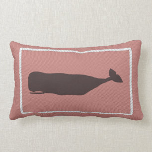 Coussin nautique de baleine de Nantucket en rouge