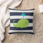Coussin nautique de baleine en vert et blanc de (Couverture)
