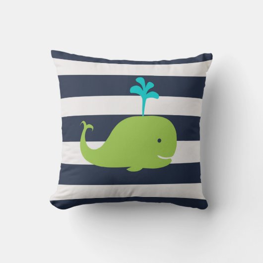 Coussin nautique de baleine en vert et blanc de (Recto)