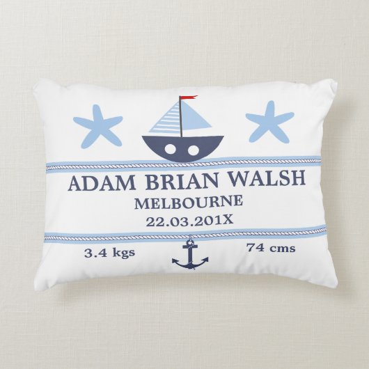 Coussin nautique de faire-part de naissance (Devant)