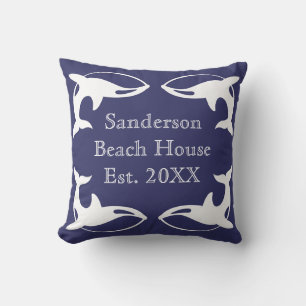 Coussin Nautique Marine Bleu Maison de plage de la famille