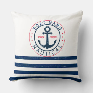 Coussin Nautique, Nom du bateau, Ancre Bleu de la Marine
