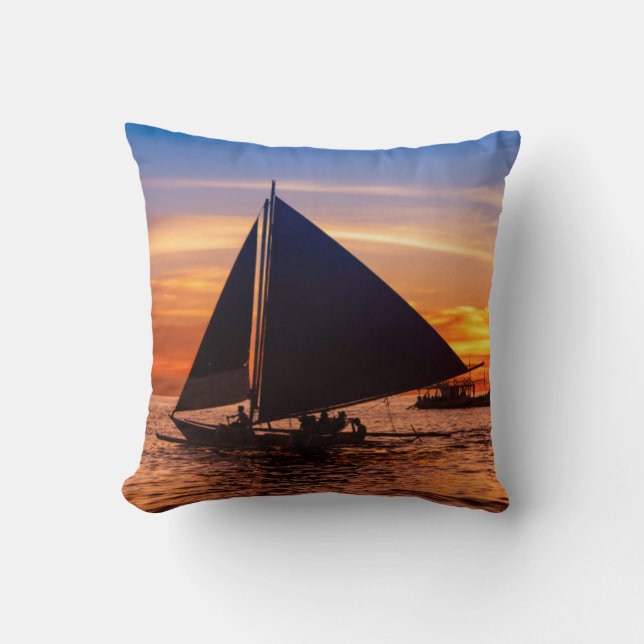 Coussin Navigation de Paraw au coucher du soleil (Recto)
