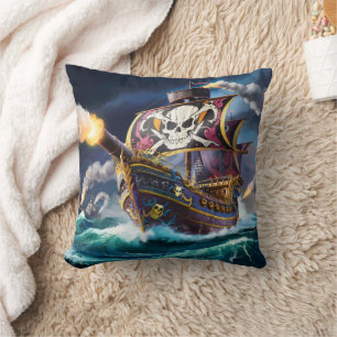 Coussin Navire Pirate Coloré Naviguant À Travers Les Mer O