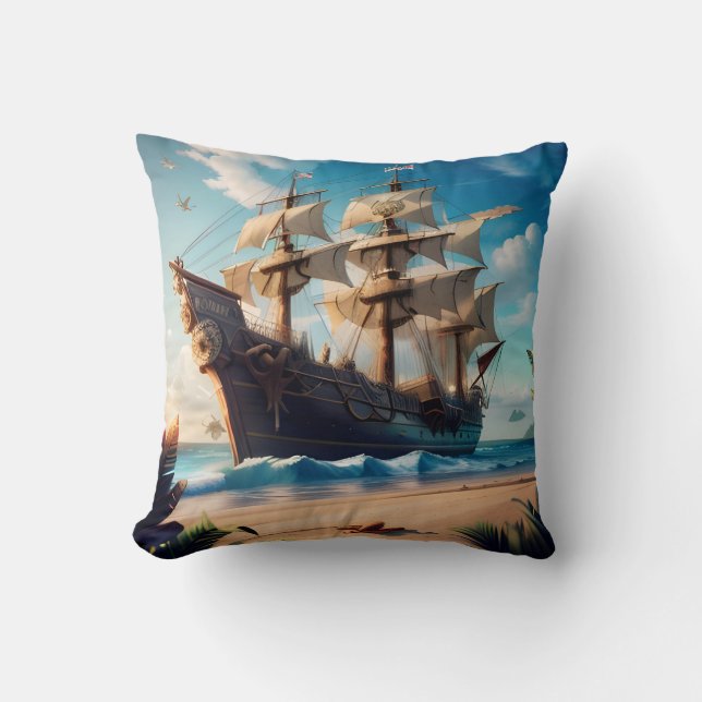Coussin Navire pirate de plage tropicale (Recto)