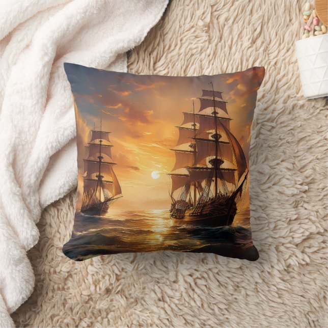 Coussin Navires au coucher du soleil (Couverture)