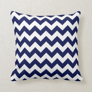Coussin Navy Blue and White Chevron