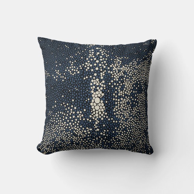 Coussin Navy Blue & Cream Shagreen (Recto)
