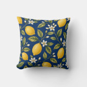 Coussin Navy Blue Mediterranean Lemon Blossom Cushion (Recto)