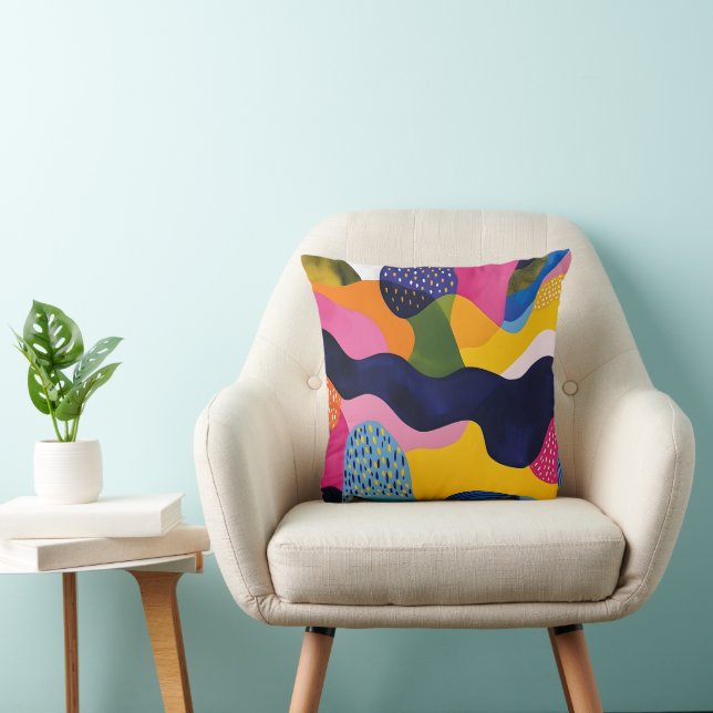 Coussin Navy, Jaune, Rose et Pop de Couleur Bleue (Chaise)