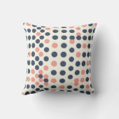 Coussin Navy moderne et pois géométriques pêche  (Verso)