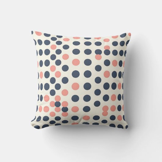 Coussin Navy moderne et pois géométriques pêche  (Recto)