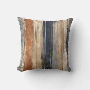 Coussin Navy Orange Brûlé Bleu Poussiéreux Rayure en Distr