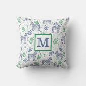 Coussin Navy Prépa Zèbre Martinis Monogramme Blanc  (Recto)