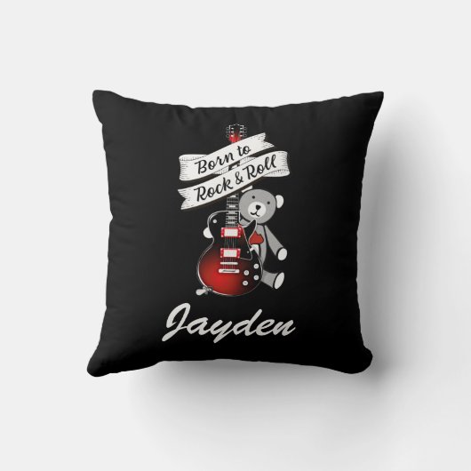 Coussin Né à Rock and Roll Custom Baby Guitar Nursery T (Verso)