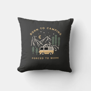 Coussin Né au camp, forcé au travail - Retro Camper Van