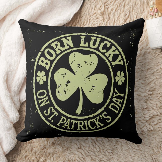 Coussin Né Chanceux Le Jour De La Saint-Patrick Anniversai (Couverture)