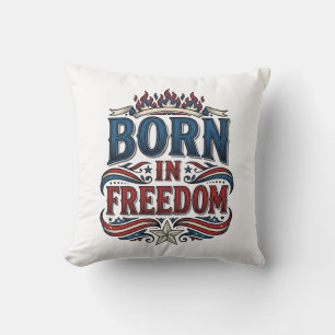 Coussin Né dans le maillot de vecteur vintage patriotique